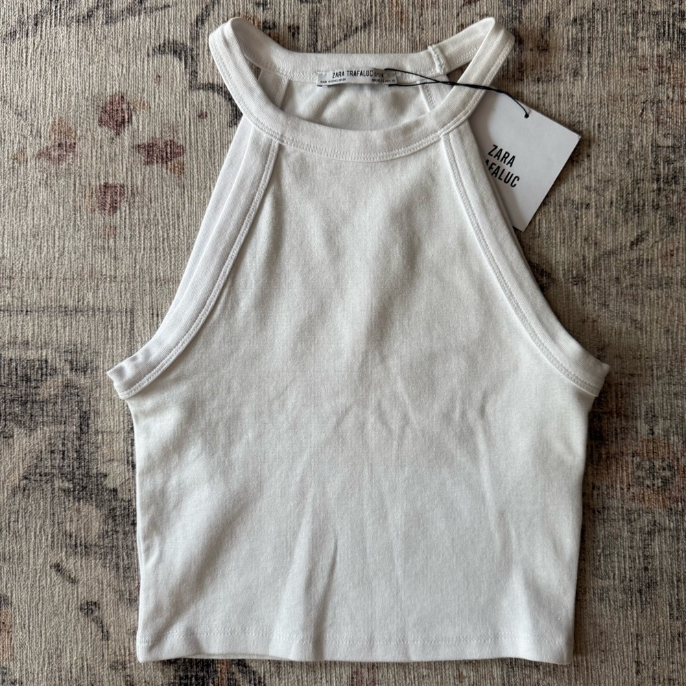 *NWT* ZARA White Crop High Neck Top size SMALL